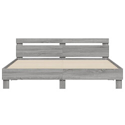 Maison Chic Cadre/structure de lit avec tête de lit pour adulte - Lit Moderne Chambre sonoma gris 200x200 cm -MN88005 pas cher