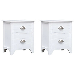 Maison Chic Lot de 2 Tables de chevet,Table de nuit,Table d'appoint pour salon avec 2 tiroirs Blanc -MN83559