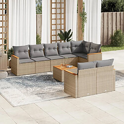 Maison Chic Salon de jardin avec coussins 9 pcs | Ensemble de Table et chaises | Mobilier d'Extérieur beige résine tressée -GKD58663