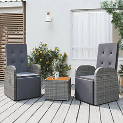 vidaXL Ensemble de salon de jardin 3 pcs gris poly rotin et acacia