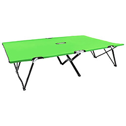 Maison Chic Chaise longue, Transat pliable 2 places vert acier