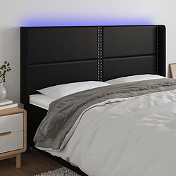 Maison Chic Tête de lit scandinave à LED,meuble de chambre Noir 163x16x118/128 cm Similicuir -MN35527