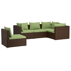 Maison Chic Salon de jardin 5 pcs + coussins - Mobilier/Meubles de jardin - Table et chaises d'extérieur résine tressée marron -MN74763