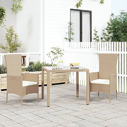 Maison Chic Lot de 2 Chaises de jardin,Fauteuil d'extérieur avec coussins Résine tressée Beige -MN43509