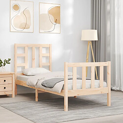 Avis Maison Chic Cadre/structure de lit avec tête de lit pour adulte - Lit Moderne Chambre petit simple bois massif -MN14003