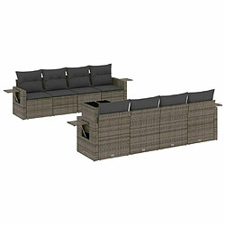 Maison Chic Salon de jardin 9 pcs avec coussins | Ensemble de Table et chaises | Mobilier d'Extérieur gris résine tressée -GKD21329