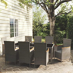 Maison Chic Mobilier à dîner 9 pcs de jardin avec coussins - Ensemble table et chaises d'extérieur - Salon/Mobilier de jardin classique Résine tressée Gris -MN55308