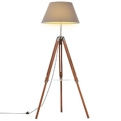 vidaXL Lampadaire à trépied Marron miel et gris Bois de teck 141 cm