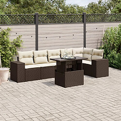 vidaXL Salon de jardin avec coussins 7 pcs marron résine tressée