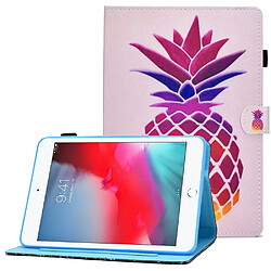 Etui en PU motif de couture avec support et porte-carte pour votre iPad mini (2019) 7.9 pouces/mini 4/3/2/1 - Ananas rose