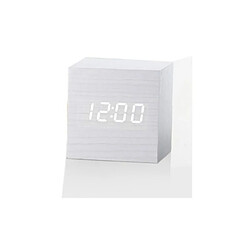 Wewoo Réveils Multicolore Sons Contrôle En Bois Horloge Moderne Numérique LED Bureau Réveil Thermomètre Minuterie Blanc