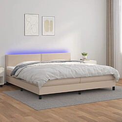 Sommier à lattes LED,Cadre à lattes de lit avec matelas pour Adulte Cappuccino 200x200 cm -MN12425