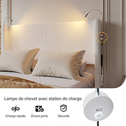 Avis KILISKY Lit coffre double - 140x200cm - Avec lampe de lecture LED - velours côtelé - Sommier à lattes en métal - beige