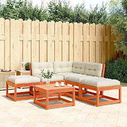 Maison Chic Salon de jardin 5 pcs avec coussins | Ensemble de Table et chaises | Mobilier d'Extérieur cire marron bois pin massif -GKD90496