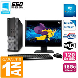 PC DELL 3020 SFF Ecran 27" Intel G3220 Ram 16Go Disque 120 Go SSD Wifi W7 - Occasion