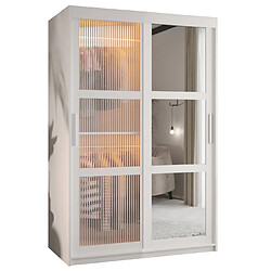 Abiks Meble Armoire Flutes 2 à Portes Coulissantes 200/120/62 2 Portes (blanc)