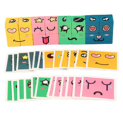 En bois Cube Drôle Expression Du Visage Puzzle Cube Coloré Blocs de Construction Jouets Woode Jigsaw