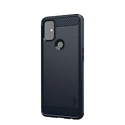 Mofi Coque en TPU fibre de carbone brossée bleu foncé pour votre OnePlus Nord N10 5G