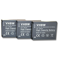 vhbw 3x batterie compatible avec HP Action Cam AC-200, AC-200W, AC-300W appareil photo DSLR (700mAh, 3,6V, Li-Ion)