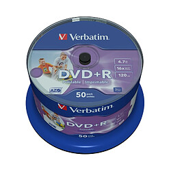 Verbatim - Verbatim DVD+R 4.7 GB entièrement imprimable - 16x - 50 pièces en Cak