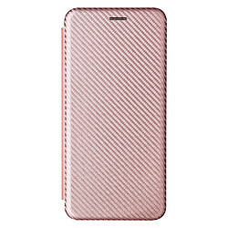 Etui en PU Texture de fibre de carbone auto-absorbée avec support or rose pour votre Xiaomi Mi 11 Ultra