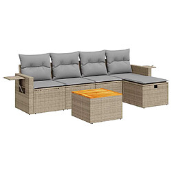 vidaXL Salon de jardin avec coussins 6 pcs beige résine tressée