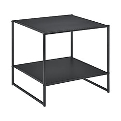 Helloshop26 Table de chevet avec étagère de rangement métal résistant noir mat 03_0006226