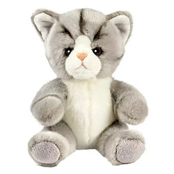 Anima Peluche chat gris et blanc Tetabizous - 17 cmH