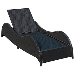 Helloshop26 Transat chaise longue bain de soleil lit de jardin terrasse meuble d'extérieur avec coussin résine tressée noir 02_0012526 pas cher