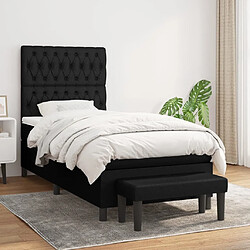 Maison Chic Lit Adulte - Lit simple Lit à sommier tapissier avec matelas moelleux - Meuble de Chambre - Noir 90x190 cm Tissu -MN86414