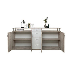 Acheter Mes Buffet 2 portes 4 tiroirs 208x38,5x93,2 cm chêne et blanc