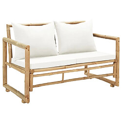 Maison Chic Canapé de jardin à 2 places avec coussins | Canapé d'extérieur | Fauteuil,Banquette Jardin Bambou -MN25444