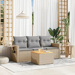 Maison Chic Salon de jardin avec coussins 4 pcs | Ensemble de Table et chaises | Mobilier d'Extérieur beige résine tressée -GKD96794