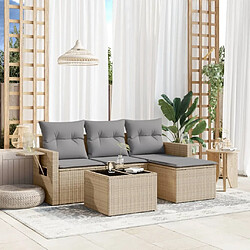 Maison Chic Salon de jardin avec coussins 4 pcs | Ensemble de Table et chaises | Mobilier d'Extérieur beige résine tressée -GKD49043