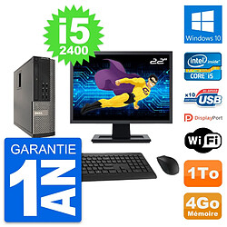 PC Dell 990 SFF Ecran 22" Intel i5-2400 RAM 4Go Disque Dur 1To Windows 10 Wifi - Occasion