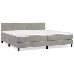 Maison Chic Lit Adulte - Lit simple Lit à sommier tapissier et matelas moelleux - Meuble de Chambre - Gris clair 200x200cm Velours -MN83017