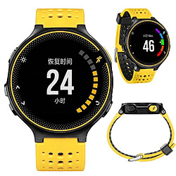 Bracelet en silicone trous ronds bicolores jaune/noir pour votre Garmin Forerunner 220/230/235/620/630