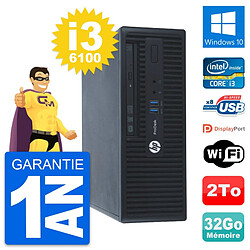 PC HP ProDesk 400 G3 SFF Intel Core i3-6100 RAM 32Go Disque 2To Windows 10 Wifi - Occasion