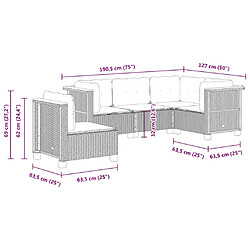 vidaXL Salon de jardin 5 pcs avec coussins gris résine tressée pas cher