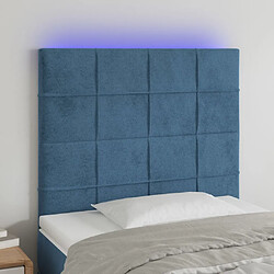 Maison Chic Tête de lit moderne à LED lumineuse pour chambre - Décoration de lit Bleu foncé 80x5x118/128 cm Velours -MN85313