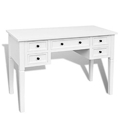 vidaXL Bureau blanc à 5 tiroirs