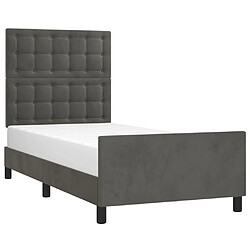 Avis Maison Chic Lit adulte - Cadre Structure de lit avec tête de lit Contemporain Gris foncé 100x200 cm Velours -MN76813