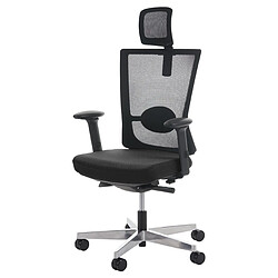 Decoshop26 Fauteuil de bureau ergonomique pivotant inclinable avec appui-tête rembourrage/maille noir 04_0001890