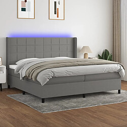 Sommier à lattes et matelas LED,Cadre à lattes de lit pour Adulte Gris foncé 200x200 cm Tissu -MN38249