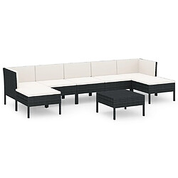 vidaXL Salon de jardin 8 pcs avec coussins résine tressée noir