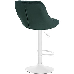 Acheter Decoshop26 Tabouret de bar en velours vert coutures décoratives pivotant support métal blanc TDB10662