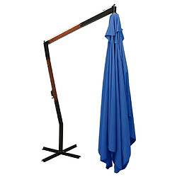 Acheter Helloshop26 Parasol meuble de jardin en porte-à-faux avec mât en bois 400 x 300 cm bleu azuré 02_0008625