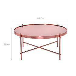 WOMO-DESIGN Table d'appoint ronde plateau en verre cadre en métal cuivre Ø 75 cm pas cher