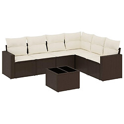 vidaXL Salon de jardin avec coussins 7 pcs marron résine tressée