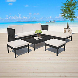 Maison Chic Salon de jardin 6 pcs + coussins - Mobilier/Meubles de jardin - Table et chaises d'extérieur Résine tressée Noir -MN81950